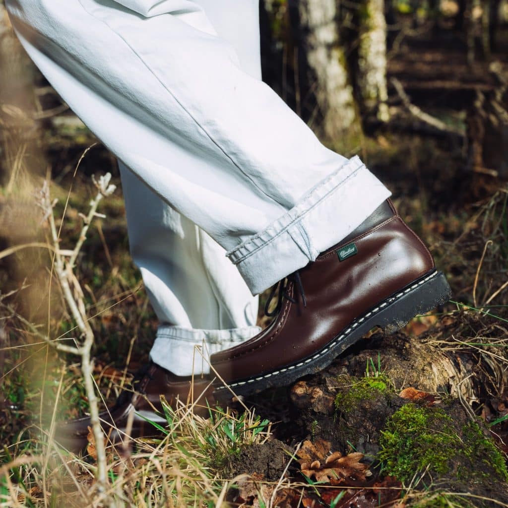 Bottines femme Milla Paraboot en cuir lisse café avec semelle crantée et plateau cousu.